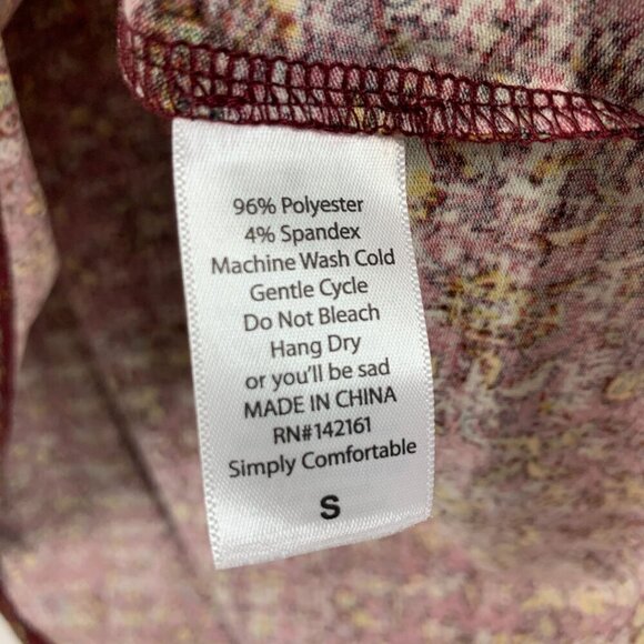 Lularoe Irma Half Sleeve Tunic High Low Polyester Blend Sz Sm Red Yellow Floral - Picture 7 of 7